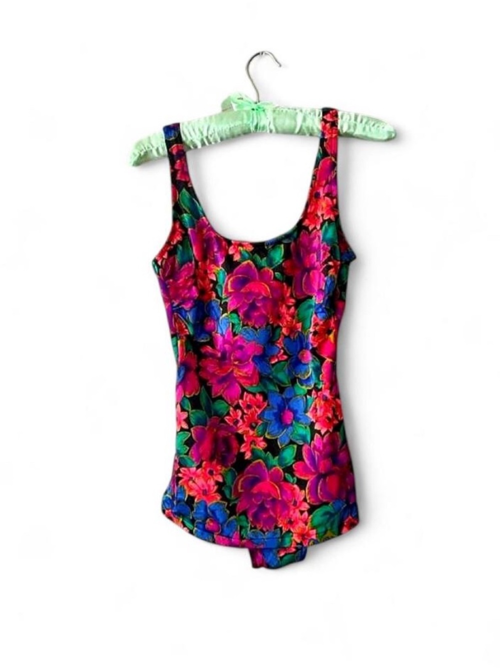 Active Spirit Vintage 90s Neon Floral Tropical One Piece Swimsuit M